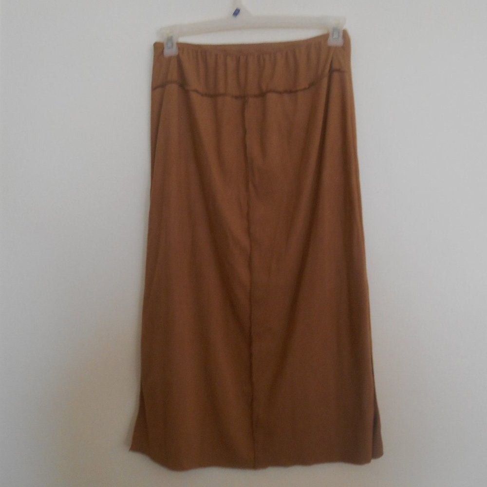AMY BYER Tan Faux Suede Straight Skirt, Size 14 1/2